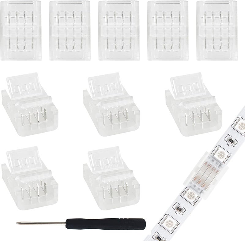 RGBZONE 10 Pcs 4 Pin LED Connector, Strip to Strip RGB Connector for 10mm Waterproof or Non-Waterproof SMD 5050/3528 RGB LED Strip Lights - Image 1